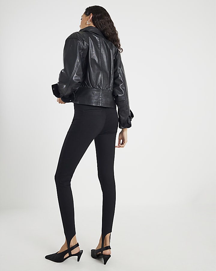 River Island Black High Rise Skinny Stirrup Jeans