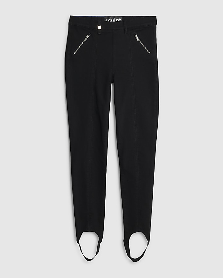 river island Black High Rise Skinny Stirrup Jeans