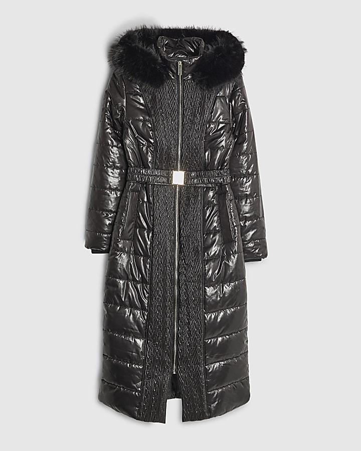 river island Black High shine Padded coat