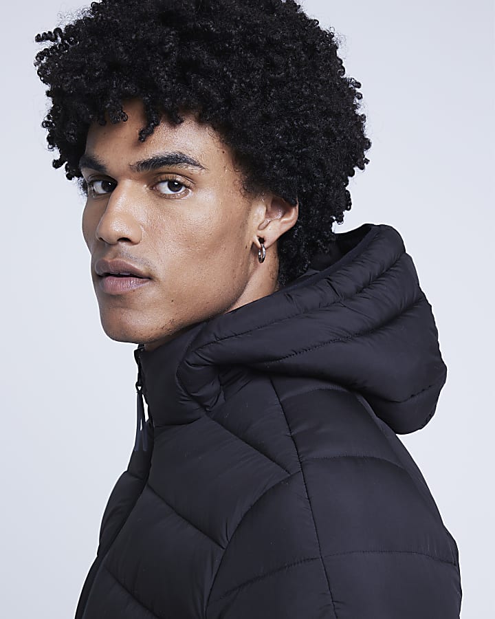 River Island Black Hooded Padded Jacket