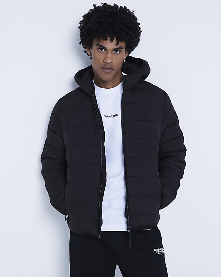 River Island Black Hooded Padded Jacket