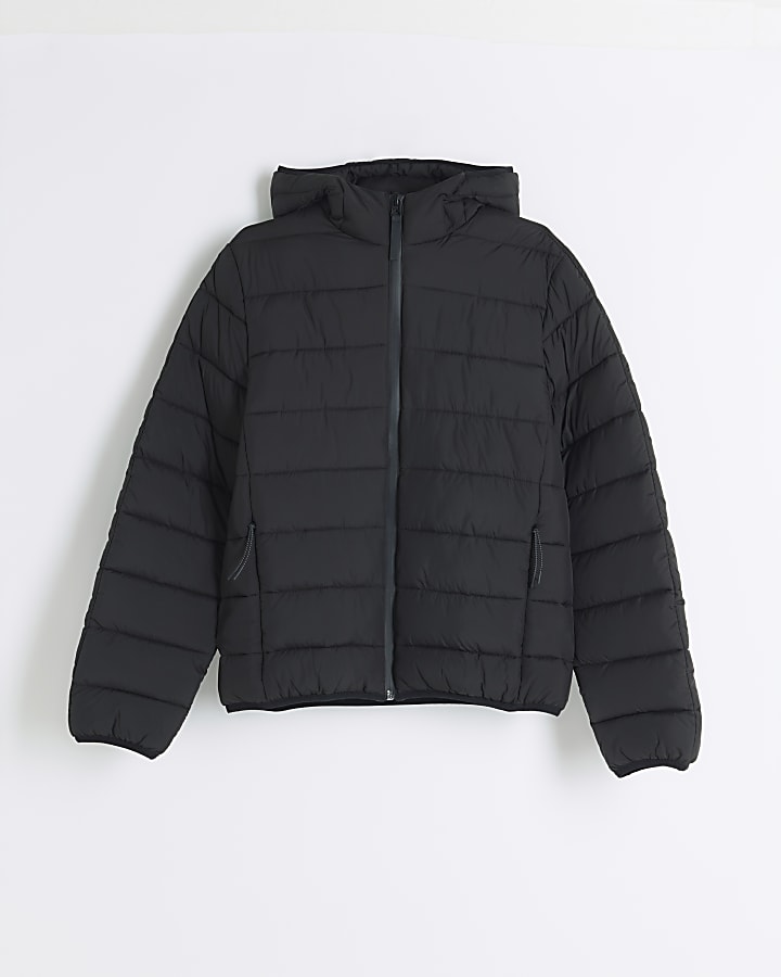 river island Black Hooded Padded Jacket