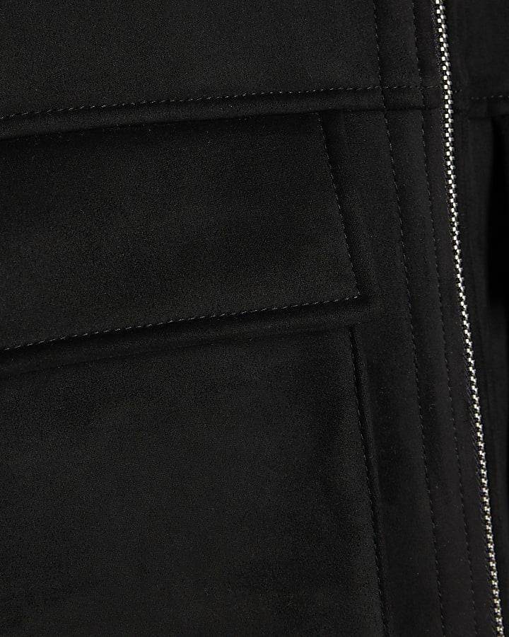 River Island Black Hooded Shearling Coat