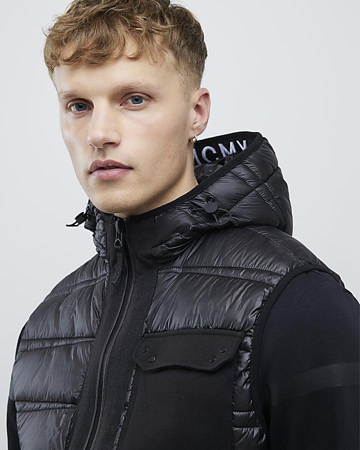 River Island Black Hybrid Hooded Gilet