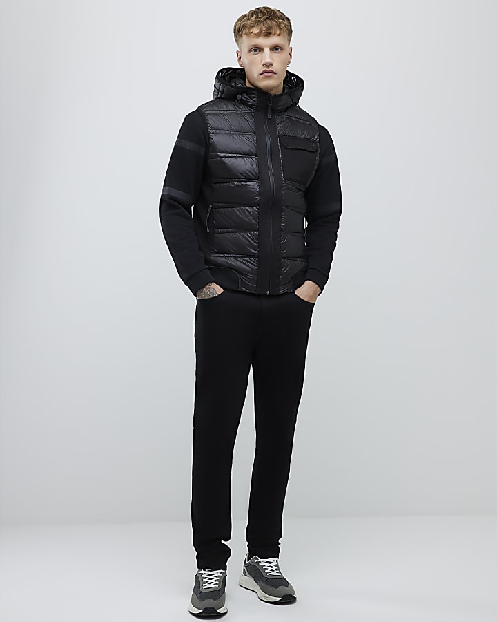 River Island Black Hybrid Hooded Gilet