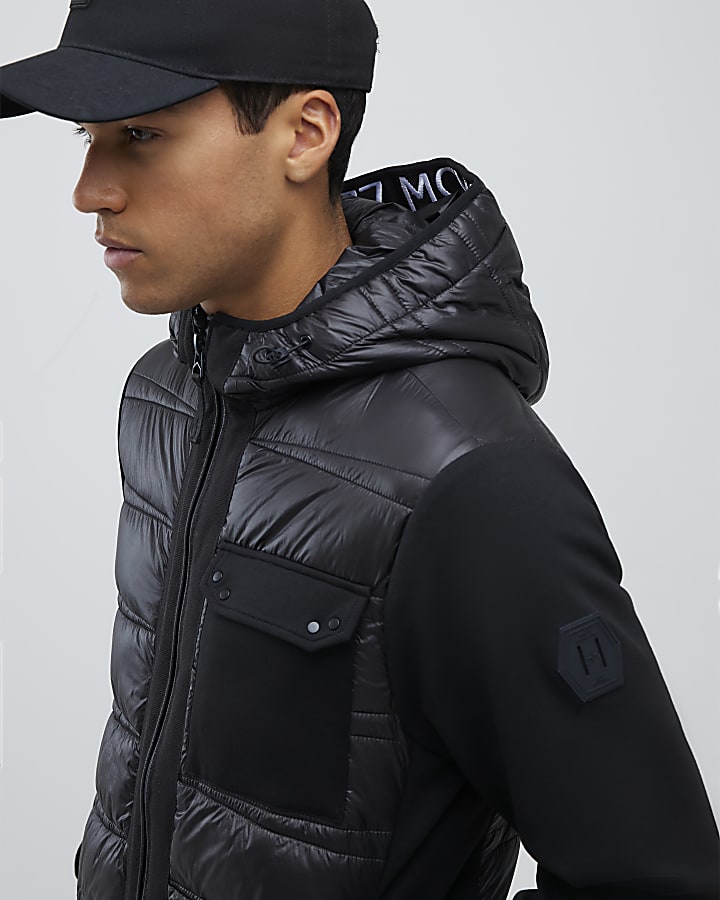 River Island Black Hybrid Hooded Jacket