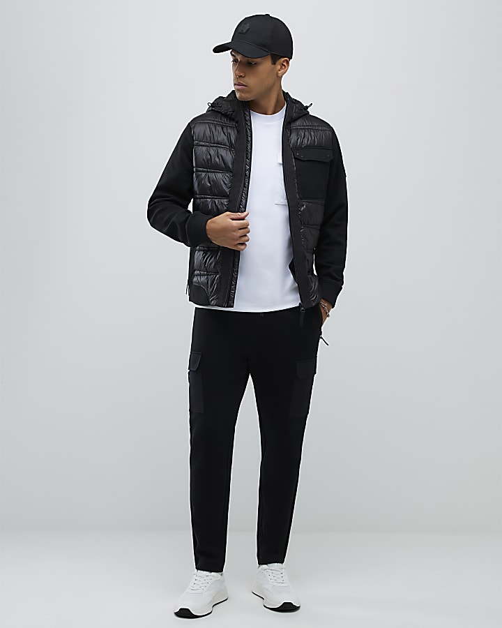 River Island Black Hybrid Hooded Jacket