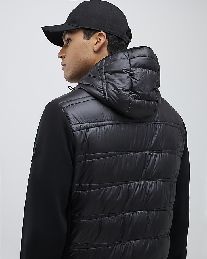 River Island Black Hybrid Hooded Jacket
