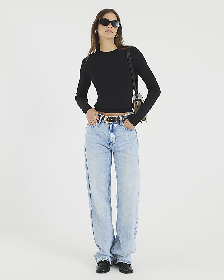 River Island Black Knit Long Sleeve Top