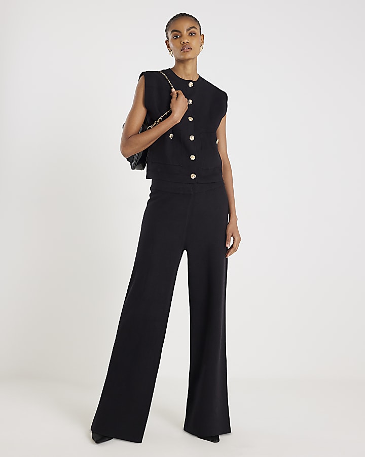 River Island Black Knitted Waistcoat
