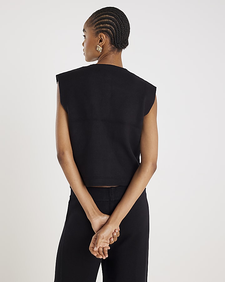 River Island Black Knitted Waistcoat