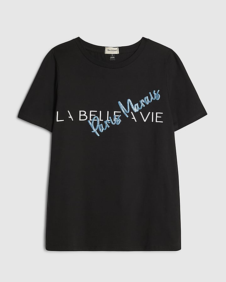 river island Black La Belle Vie T-shirt