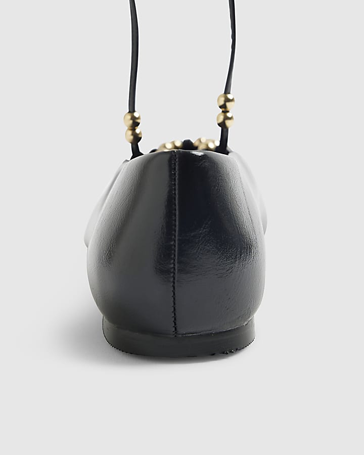 River Island Black Lace Up Ballet Pumps