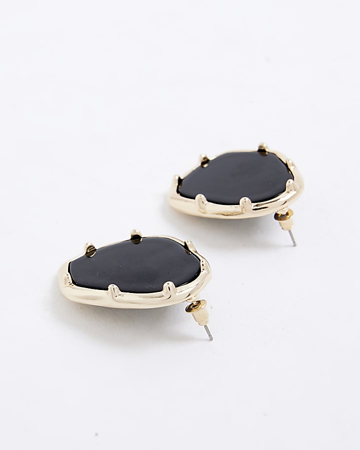River Island Black Large Stone Stud Earrings