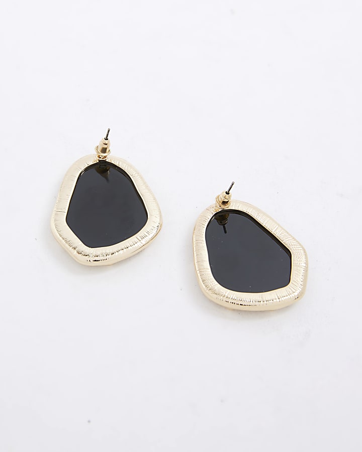 river island Black Large Stone Stud Earrings