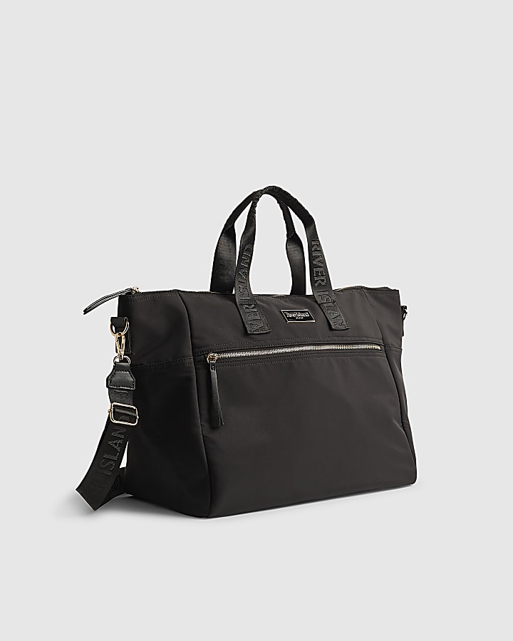 River Island Black Large Webbing Strap Holdall Bag