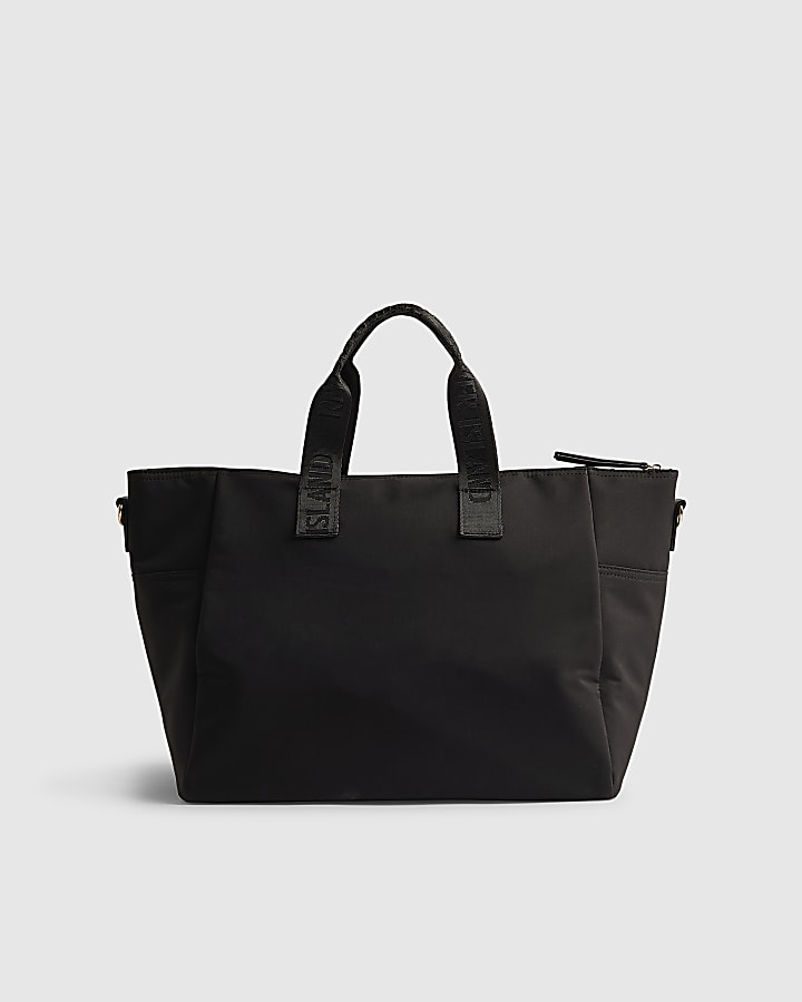 River Island Black Large Webbing Strap Holdall Bag