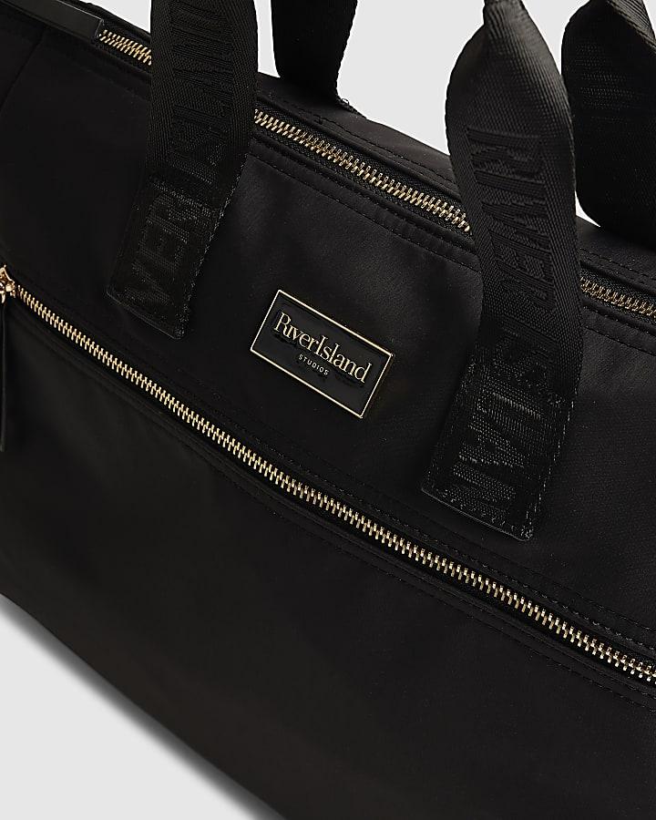 River Island Black Large Webbing Strap Holdall Bag