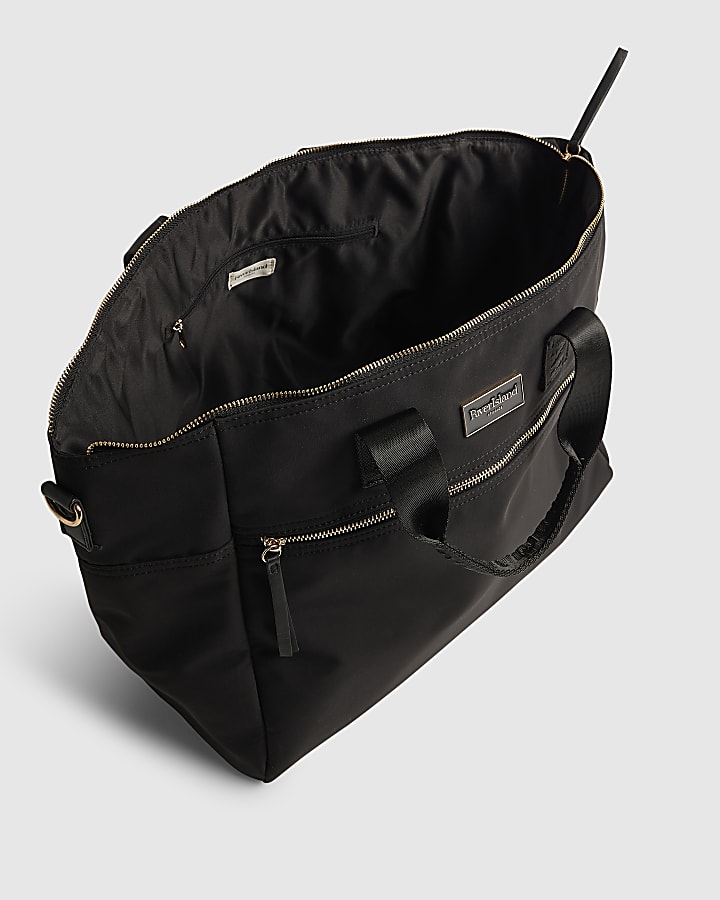river island Black Large Webbing Strap Holdall Bag