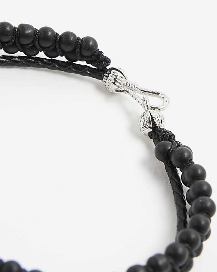 River Island Black Layered Bead Bracelet