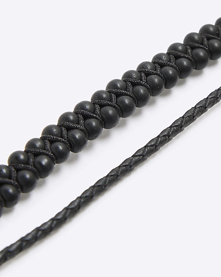 River Island Black Layered Bead Bracelet