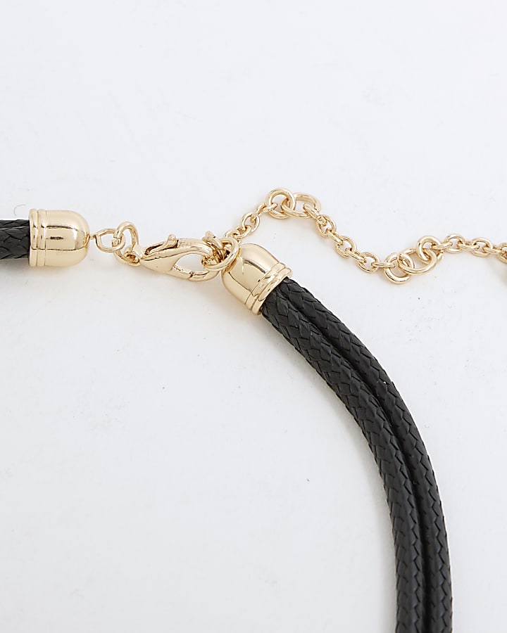 River Island Black Layered Charm Necklace