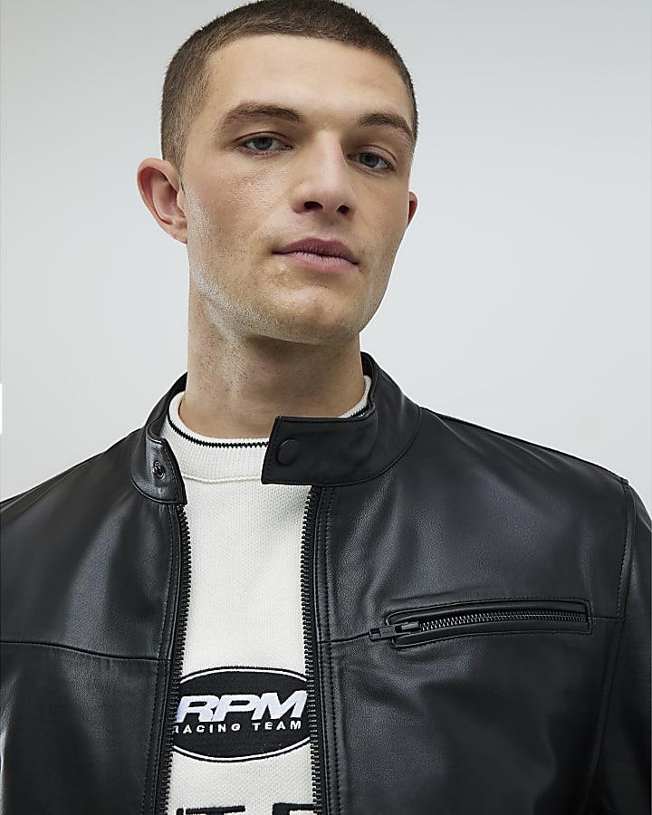 River Island Black Leather Biker Jacket