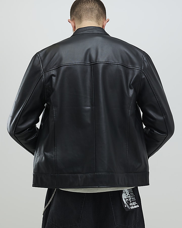 River Island Black Leather Biker Jacket
