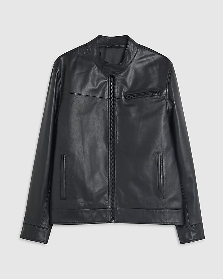 river island Black Leather Biker Jacket