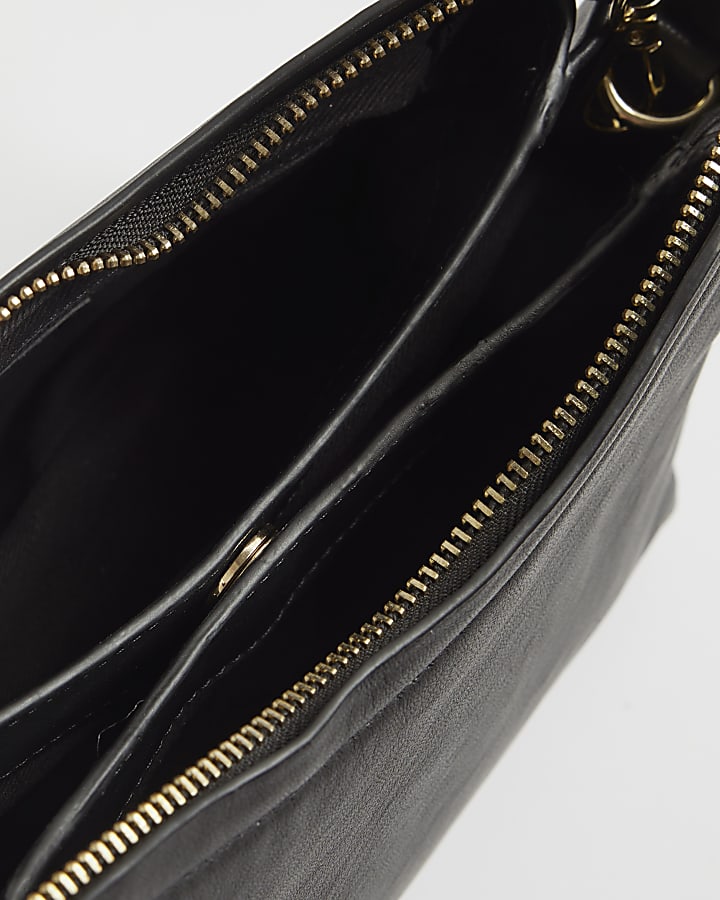 river island Black Leather Cross body bag
