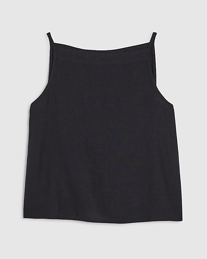 river island Black Linen Blend Tank Top