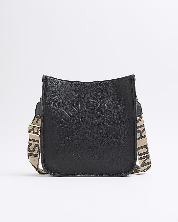 River Island Black Logo Messenger Bag