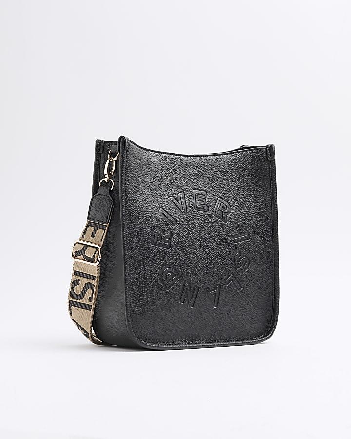 River Island Black Logo Messenger Bag