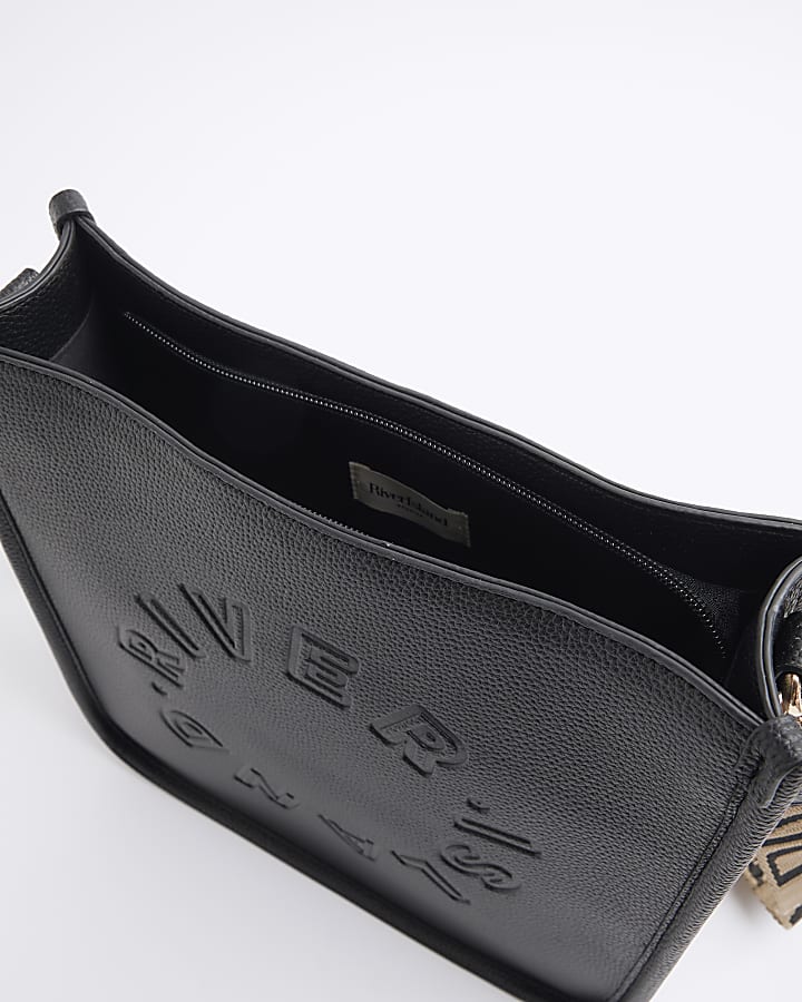river island Black Logo Messenger Bag