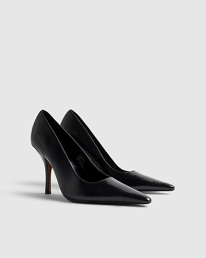 River Island Black Long Chisel Toe Court Heels