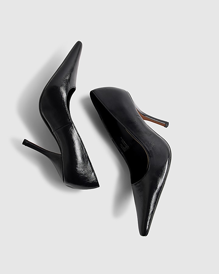 River Island Black Long Chisel Toe Court Heels