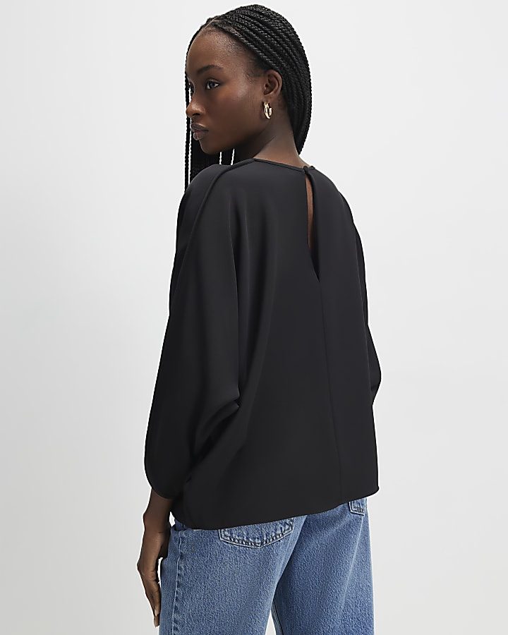 River Island Black Long Sleeve Batwing Top