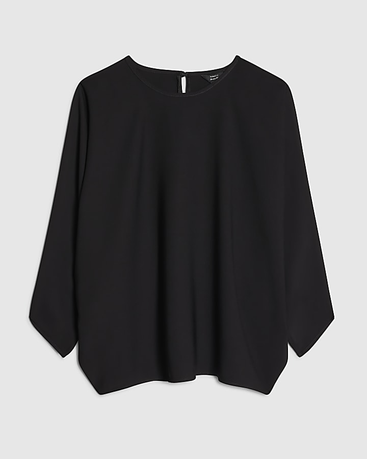 river island Black Long Sleeve Batwing Top
