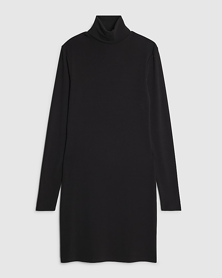river island Black Long Sleeve Roll Neck Dress
