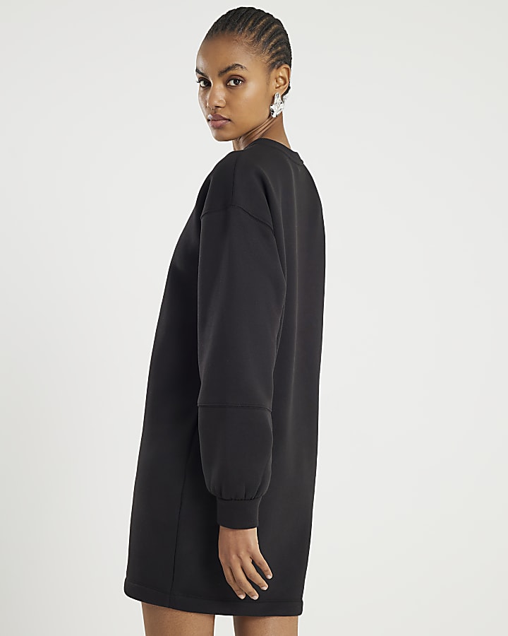 River Island Black Long Sleeve Sweatshirt Dress