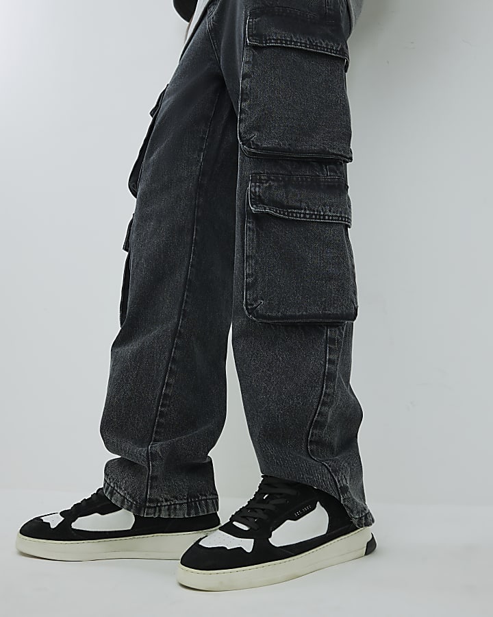 River Island Black Loose Fit Cargo Jeans