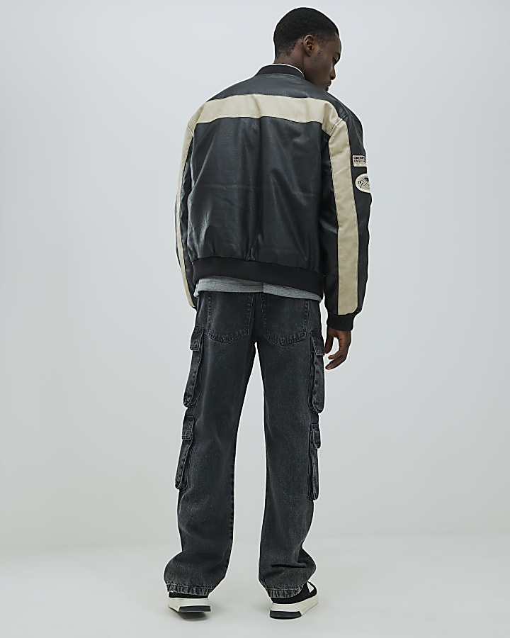 River Island Black Loose Fit Cargo Jeans