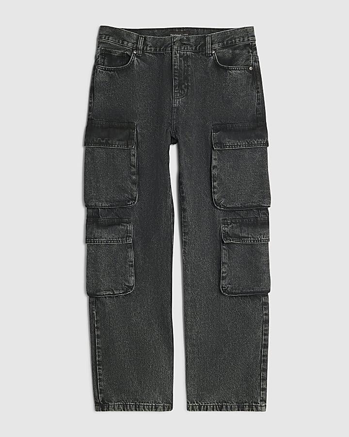 river island Black Loose Fit Cargo Jeans