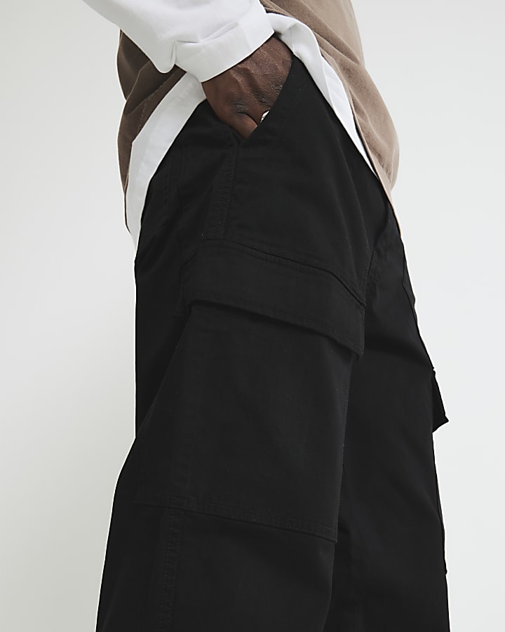 River Island Black Loose Fit Cargo Trousers