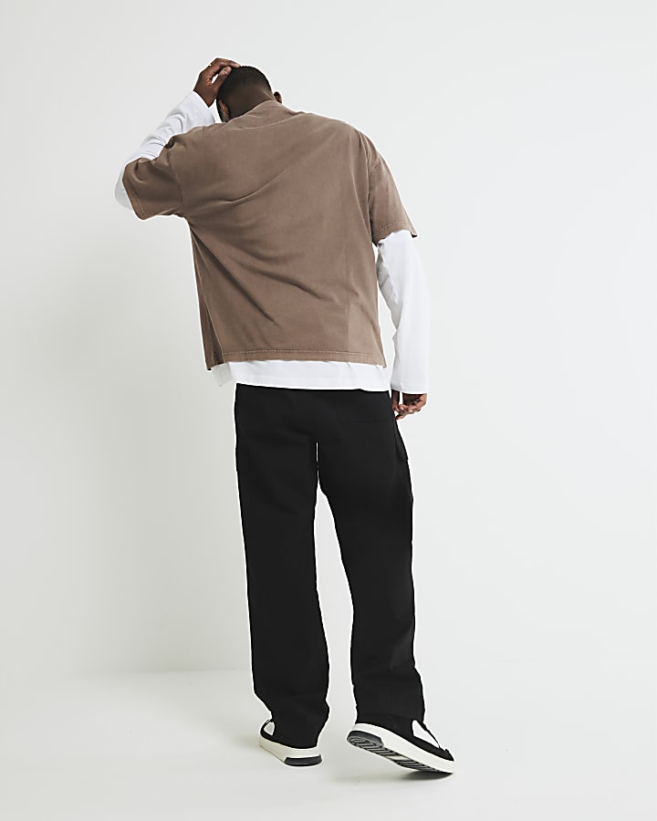 River Island Black Loose Fit Cargo Trousers