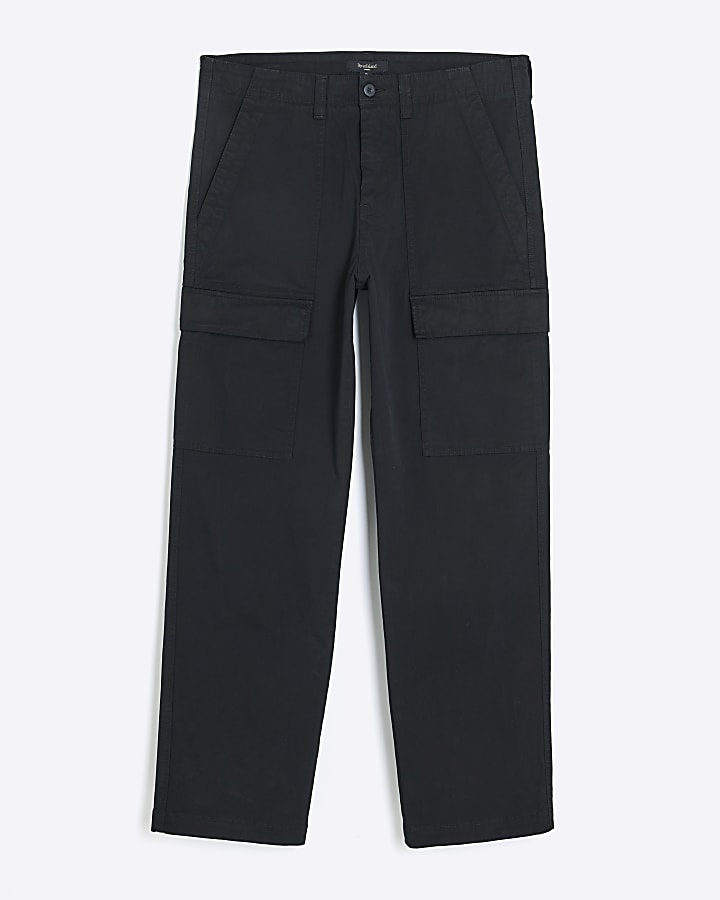 river island Black Loose Fit Cargo Trousers