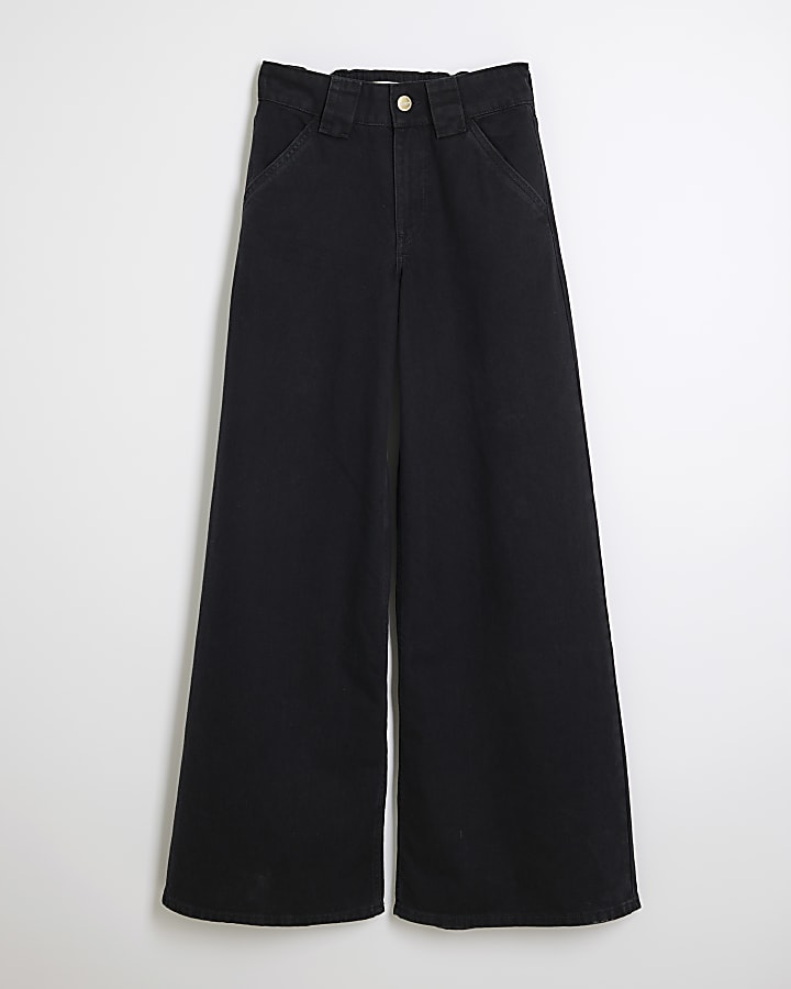 river island Black Low Rise Palazzo Wide Leg Jeans