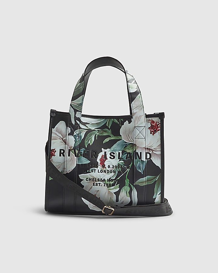 River Island Black Medium Floral Tote Bag