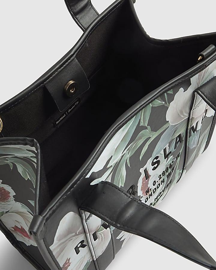 river island Black Medium Floral Tote Bag