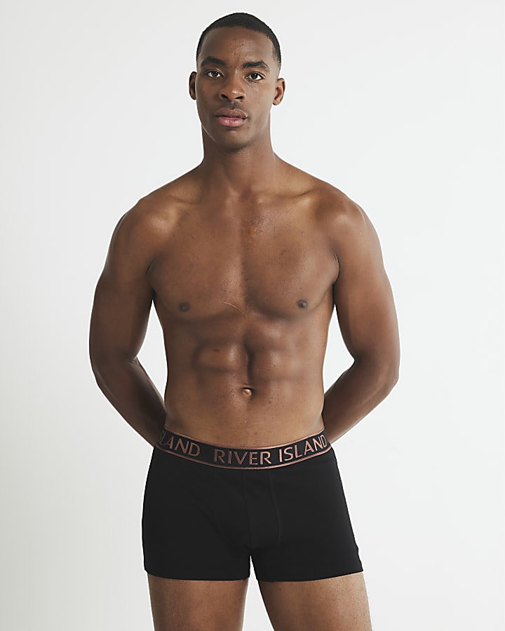 River Island Black Metallic RI Pack Of 5 Trunks